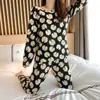 Pijama de nuevo estilo para mujer, otoño, dibujos animados, suelto, talla grande, lindo, verano, manga larga, pantalones, traje para estar en casa