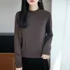 Suéter de punto trenzado ajustado de cuello medio para mujer, otoño e invierno, retro, simple, adelgazante, versátil, suéter de punto, top base