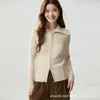 Cárdigan de punto de cachemira, suave y amigable con la piel, estilo coreano, doble cremallera, abrigo de color liso para mujer, solapa vintage, prenda de abrigo a la moda