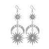 Brincos Longos Estilo Europeu e Americano Exagerados de Deusa Grega Brincos de Estrela com Strass Brincos de Sol e Lua Estrela de Oito Pontas Retrô