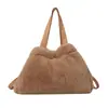 Bolsa de pelúcia feminina portátil bolsa de balde plissada 2023 novo outono e inverno moda coreana ins bolsa transversal peluda