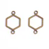 Acessórios para joias DIY transfronteiriços atacado pingente hexagonal oco de furo duplo colar pulseira artesanal liga pingente pequeno