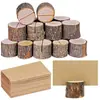 Porta notas adhesivas de tocón de árbol de madera Portatarjetas de visita de madera Decoración de madera para bodas y conferencias Estilo rústico Simple