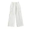 Pantalones cargo negros para mujer, verano 2026, pantalones de senderismo con cordón, de cintura alta, adelgazantes, para petite, holgados, pantalones de pierna recta estrecha