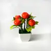 Mini Planta Verde de Fruta Simulada de 5 Ramas Creativa en Maceta Nuevo Regalo de Inauguración de Casa Fruta de la Fortuna Flor Artificial Adorno de Bonsái Pequeño