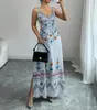 Moda Verão 2026 Casual Europeu e Americano Transfronteiriço Lançamento Vestido Tecido Estampado Sem Mangas Feminino