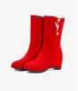 Nuevos de importación suministro Botas de media pantorrilla de terciopelo mate con tacón de cuña interior botas casuales talla 33-43 botas de talla grande