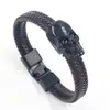 Pulseira de caveira trançada masculina, pulseira de liga de zinco estilo escuro, acessório de hip-hop punk de nicho, joias para atacado transfronteiriço