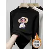 Camiseta Térmica Escovada de Manga Longa para Meninas, Novo Estilo Outono/Inverno 2026, Blusa Quente para Bebê Menina