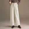 Pantalones anchos de cuero PU de color liso para mujer, nuevo estilo coreano otoño 2026, cintura alta, adelgazantes, holgados, cropped, casuales, modernos