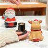 Tarro de Palillos Navideño con Alta Apariencia y Lindo y Creativo Papá Noel Almacenamiento de Palillos de Escritorio Adornos de Decoración de Mesa