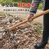 Rastrillo Forjado de Acero al Manganeso, Herramienta para Desmonte y Excavación de Tierras Agrícolas, Rastrillo de Tres y Cuatro Dientes, Rastrillo para Aflojar la Tierra en Jardinería, Azada para Huertos de Verduras