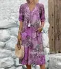 Amazon 2024 - Vestido informal de verano con cuello en V y estampado europeo y americano para mujer, servicio a domicilio, comercio exterior