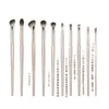 Set de 10 Brochas para Sombras de Ojos Doradas, Brocha para Delineador de Ojos tipo Hoja, Brocha para Sombras de Nariz, Brocha para Difuminar Maquillaje, Brocha para Rubor tipo Stippling, Brochas de Maquillaje