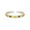 Nuevo Pulsera de Corazón con Mariposa Pintada en Oro 9999 Esmalte Mariposa Azul Abierta Pulsera de Plata de Ley Guofeng Día de San Valentín