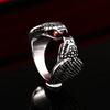 Venta caliente Temu, anillo de aleación exagerado europeo y americano para hombre, anillo de diamantes con doble incrustación de cobra roja, venta directa de fábrica
