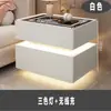 Mesita de noche inteligente de madera maciza, mesita de noche minimalista moderna, estilo dormitorio crema, mueble de almacenamiento multifuncional para el hogar de lujo ligero