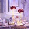 Caiji Decoración de Boda Navideña Soporte de Flores Dorado Electrochapado Centro de Mesa para Mesa de Comedor al Aire Libre Jarrón Recipiente para Flores
