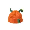 Gorro tejido divertido con forma de dinosaurio para niños, gorro de lana cálido para otoño e invierno que cubre las orejas del bebé, bonito gorro de punto para niños y niñas