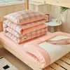 Conjunto de cama puro algodão de três peças para estudantes universitários, lençol de cama 100% algodão, capa de edredom, protetor de colchão, roupa de cama de solteiro para dormitório