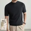 Suéter de lana de calibre 16, elástico en cuatro direcciones, lavable a máquina, para hombre, nueva colección otoño/invierno 2026, cuello semi-alto, suéter de manga corta como capa base para hombre