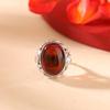 Joyería Yuebao Plata Esterlina S925 Ámbar Sangre Retro Anillo Cabujón Hoja de Bambú Bambú Viejo Nueva Tendencia Nacional Chinoiserie Anillo de Plata