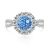 Anillo Redondo de Fuegos Artificiales Cortados en Gema de Colores de Venta Caliente en Transmisión en Vivo de Tiktok Incrustado con Joyería de Diamante de Alto Carbono Súper Brillante, Envío Directo de Una Pieza