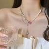 Colar de Coração de Pérola Barroca para Mulheres 25 Anos Novo Ins Elegante Doce Estilo Cool Sexy Moda Corrente de Clavícula Versátil