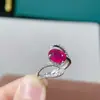 Anel de prata esterlina com rubi vermelho sangue, simples, rubi, abertura Joker, atmosfera fashion, anel feminino, pedra principal 7*9mm