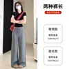 Calça esportiva cinza feminina, novo modelo verão 2026, cintura alta, fluida, perna reta, casual para primavera e outono, modelo petite perna larga
