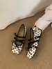 Sapatos Mary Jane Quadrados Aumentadores de Altura Estilo Francês para Mulheres, Lançamento Primavera 2026 Sapatilhas de Bolinhas com Tira Única
