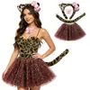 Novo Conjunto de Orelhas e Cauda de Gato Kt Leopardo Panda para Festa Fantasia de Halloween Cosplay Animal