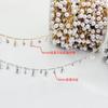 Cadena colgante de perlas de imitación con retención de color, cadena de cuentas sueltas de circonita redonda, joyería hecha a mano, collar de mano, venta al por mayor