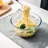 Tigela de Salada Grande Capacidade em Vidro Resistente ao Calor, Adequada para Uso Doméstico em Fornos de Micro-ondas, Pode Ser Aquecida e Usada para Assar, Tigela para Macarrão Instantâneo, Tigela para Sopa com Tampa