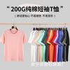 Camiseta de manga corta de algodón peinado de 200 g para adultos, cuello redondo, manga corta, informal, de color liso, para hombre y mujer