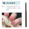 Pinceles para Manicura Transfronterizos, un Juego Completo de 12 Soportes de Madera para Bolígrafos, Bolígrafos de Línea Fina Pintados, Bolígrafos de Cristal para Fototerapia, Pinceles para Difuminar, Venta al por Mayor