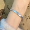 Pulsera Ojo de Gato plateada Patrón de Onda Joven Flash Diseño Nicho Pulsera Anillo Sólido para Regalo de Novia