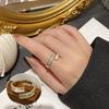 Anel Quadrado de Pérola Sintética com Corte Irregular para Mulheres, Único e Versátil, Elegante e Criativo, Anel de Dedo Indicador da Moda Celebridade da Internet