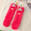 Meias Femininas Fofas e Divertidas para Outono e Inverno, Meia de Chão de Veludo Mink para Dormir, Meias Peludas Espessas para Presente de Natal
