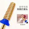Cabeça de Polimento para Manicure Banhada a Ouro Transfronteiriça Cabeça de Polimento para Unhas de Aço de Tungstênio Cabeça Plana Chanfrada Remoção de Dente Cruzado Cola de Esmalte