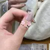 2025 Novo Anel Retrô Novo Chinês Esmaltado Flor de Cerejeira Anel com Ajuste de Abertura Anel Simples de Alto Padrão para Mulheres