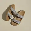 Sandalias de Verano para Mujer, de Alta Gama, con Suela Gruesa, Adornadas con Pedrería, para Aumentar la Altura, Slip-On, de Venta Caliente, Completamente Cubiertas de Pedrería, Antideslizantes, Casuales