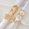 Anel Aberto de Design Transfronteiriço Europeu e Americano Flor de Lava Líquida Anel com Pedra Preciosa Incrustada Pérola de Imitação Barroca