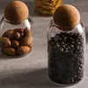 Frasco sellado con tapa redonda de bola para cocina, resistente a altas temperaturas, para almacenar té y granos de café, botella de vidrio con tapón de corcho, frasco de almacenamiento de grado alimenticio