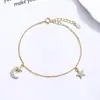 Pulsera de Plata de Ley 925 Estrella y Luna Lujo Ligero Nicho Ins Estrellas Luna Brillo Circonita Joyería Transfronteriza Joyería de Mano de Alta Gama para Mujer