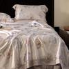 Juego de edredón de verano de cuatro piezas de Tencel 80 de alta gama, lavable a máquina, de seda fría, fresco y sedoso, con aire acondicionado, edredón fino de verano.