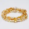 Pulsera de Cristal Amarillo Natural Torre de Cristal para Mujer, Pulsera de Moda Versátil Casual con Cuentas de Concha Blanca al por Mayor