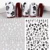 Calcomanías de uñas transfronterizas 2022 nuevas ins primavera y verano flores frescas y hojas de bambú blanco y negro calcomanías adhesivas para uñas uña