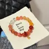 [Phoenix] Pulsera de Ágata Roja Natural y Cristal Multicolor para Mujer, Joyería de Mano Versátil de Nicho