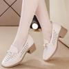 Zapatos de Cuero Pequeños Casuales Clásicos Versátiles de Moda con Suela Gruesa para Verano Zapatos de Mujer con Suela Blanda Sandalias Caladas para Levantar Altura Antideslizantes